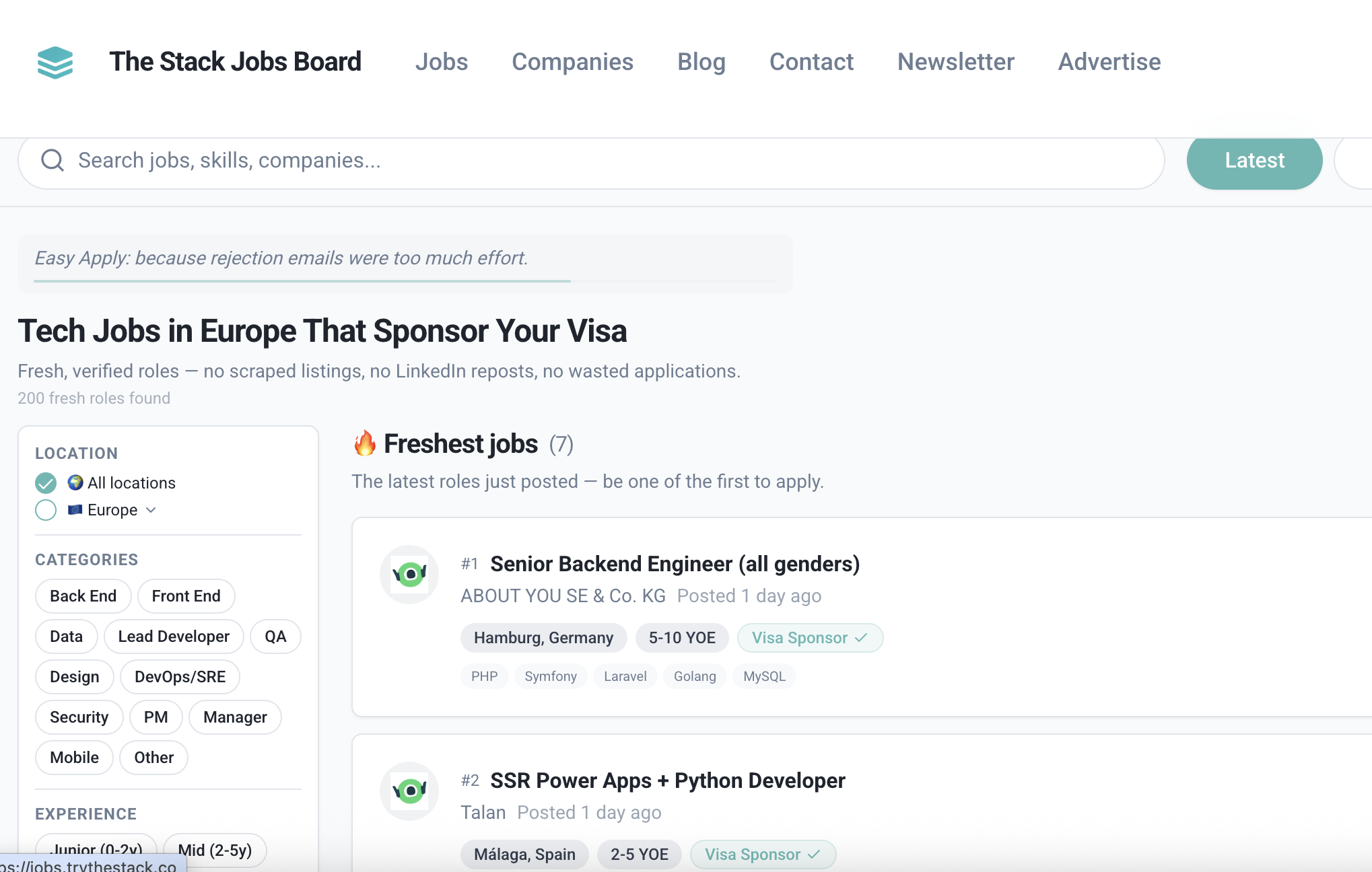 The Stack Jobs Board