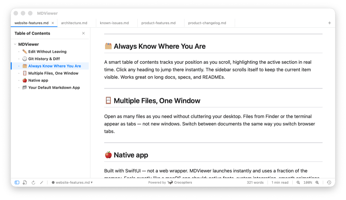 MDViewer - Fast, Native Markdown Viewer for macOS