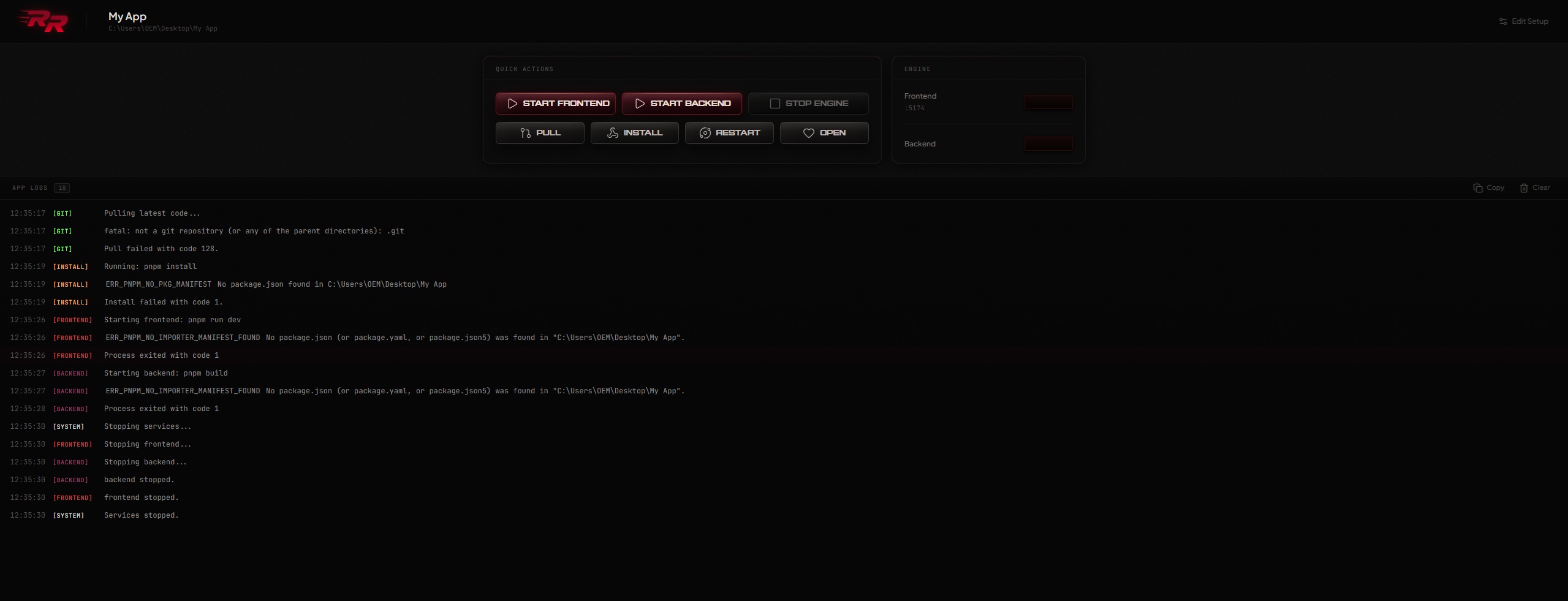 RepoRunner screenshot 3
