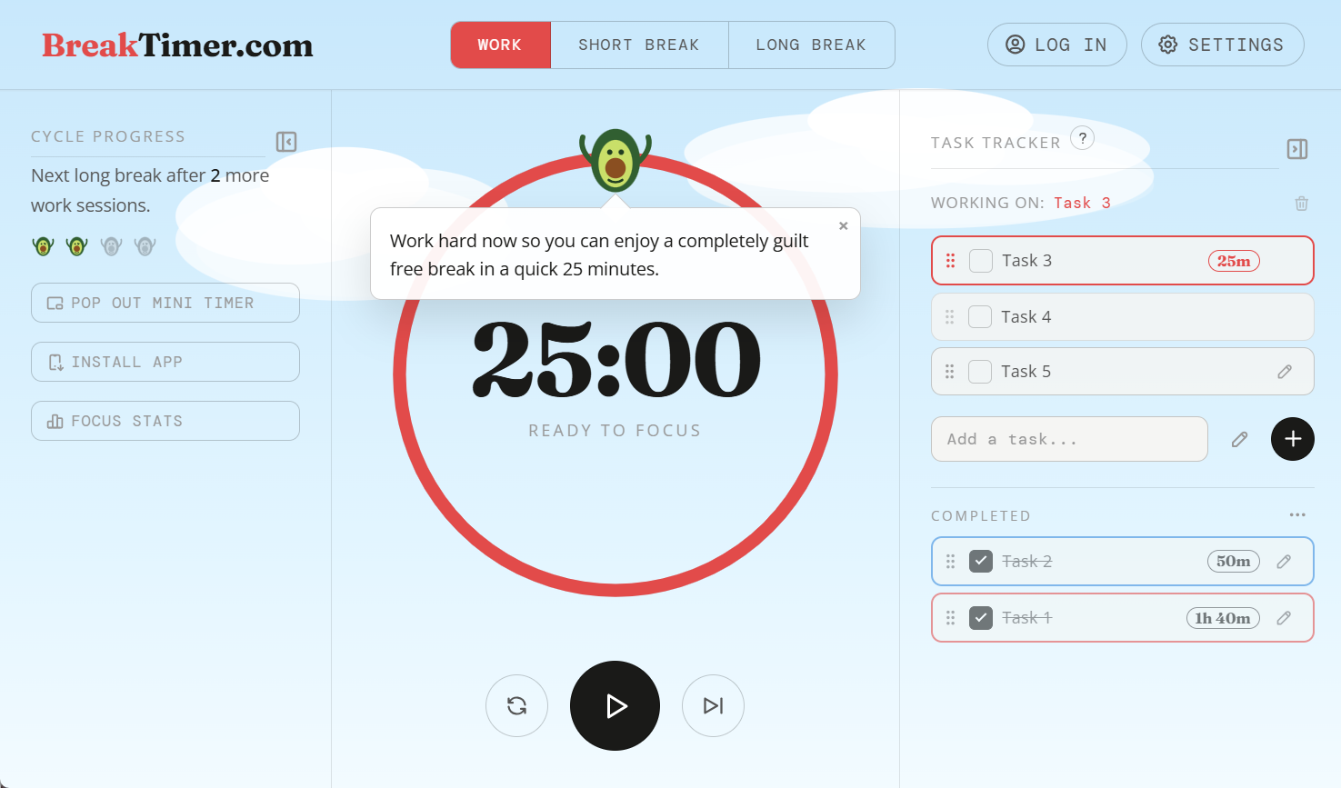 BreakTimer.com screenshot 2