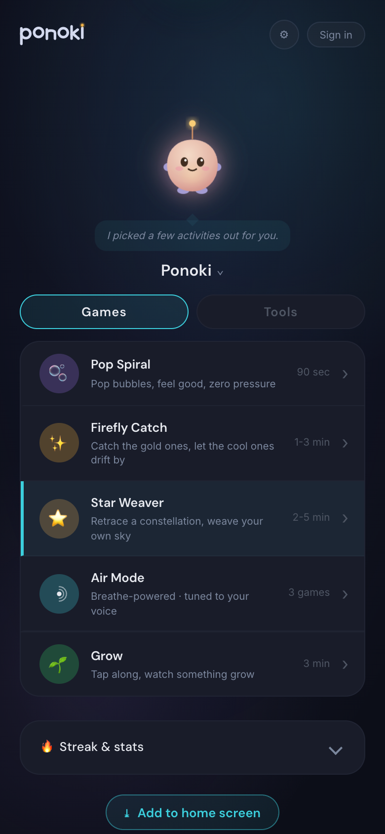 Ponoki screenshot 2
