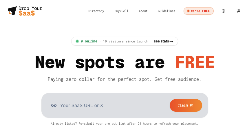 DropYourSaaS · A realitime database & marketplace for SaaS owners.