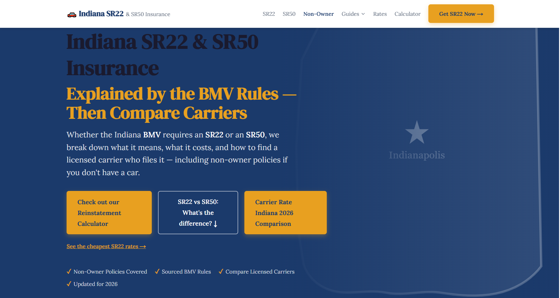 Indiana SR22 & SR50 Insurance